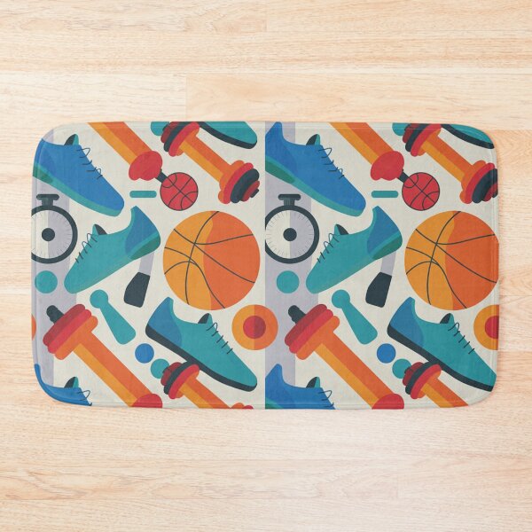 Item preview, Sporty Gym Seamless Pattern – Dumbbells, Sneakers & Basketballs designed and sold by Midnight Veil Designs.