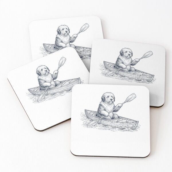 Item preview, Vintage Old English Sheepdog Kayaking Water Sports Dog Lover designed and sold by DoodleTortle.