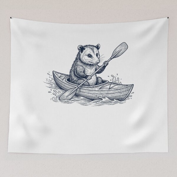 Item preview, Vintage Opossum Kayaking Water Sports Animal Lover designed and sold by DoodleTortle.