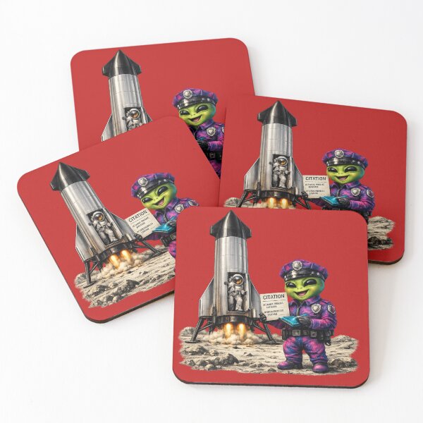 Item preview, Space Citation - Funny Alien Police Moon Landing designed and sold by Urban-InkStudio.