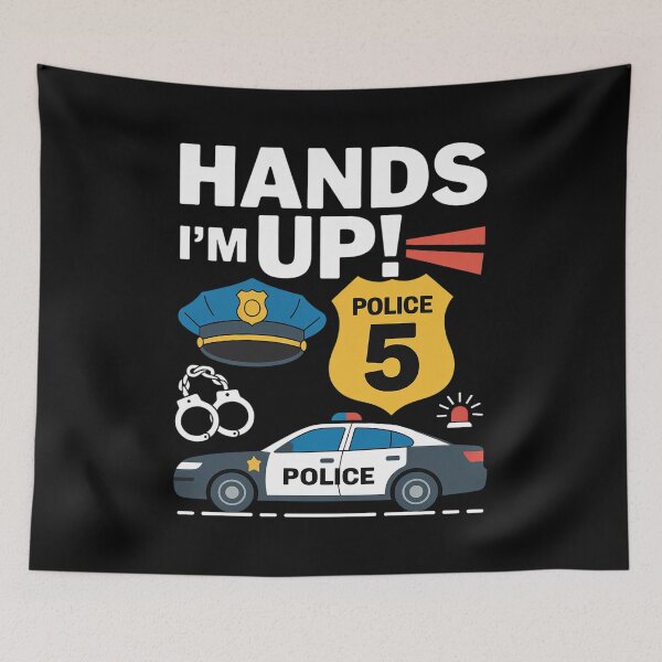 Item preview, Party Birthday Police Birthday Hands Up I’m Five Years Old designed and sold by RonnasJackson.