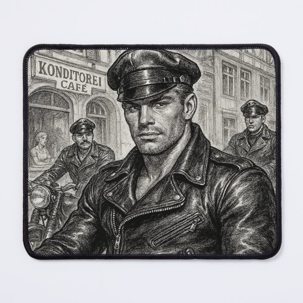 Item preview, Vintage Berlin Leather Bikers German Gay Pride Defiant Currency Tom of Finland Tribute Gay Pride Graphic Design designed and sold by ItsAKinkThing.