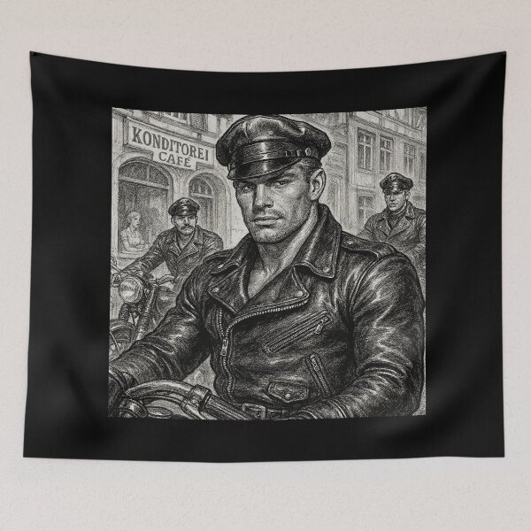 Item preview, Vintage Berlin Leather Bikers German Gay Pride Defiant Currency Tom of Finland Tribute Gay Pride Graphic Design designed and sold by ItsAKinkThing.