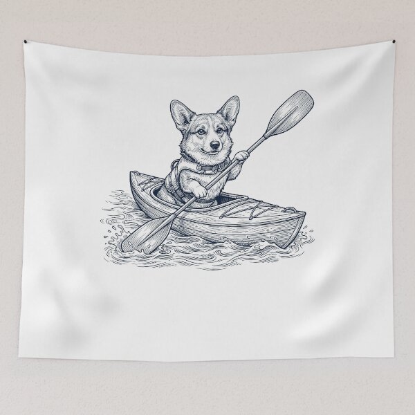 Item preview, Vintage Pembroke Welsh Corgi Kayaking Water Sports Dog Lover designed and sold by DoodleTortle.