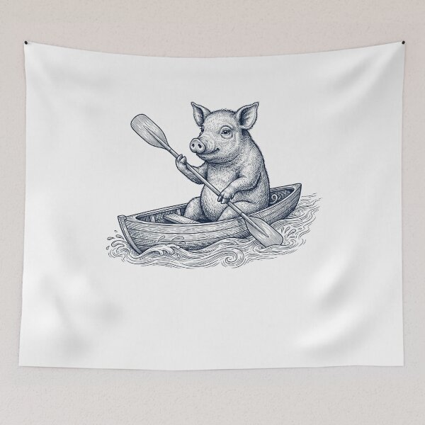 Item preview, Vintage Pig Kayaking Water Sports Animal Lover designed and sold by DoodleTortle.