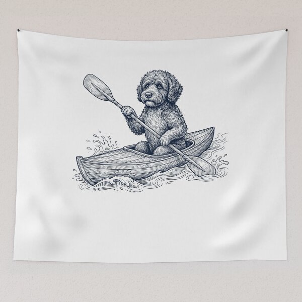 Item preview, Vintage Portuguese Water Dog Kayaking Water Sports Dog Lover designed and sold by DoodleTortle.