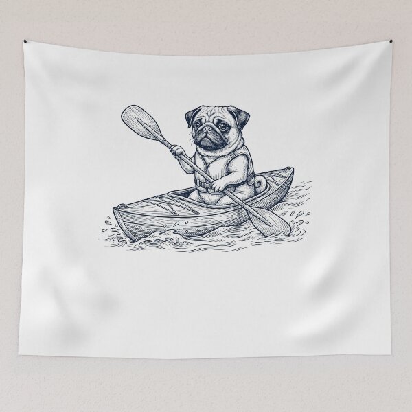 Item preview, Vintage Pug Kayaking Water Sports Dog Lover designed and sold by DoodleTortle.