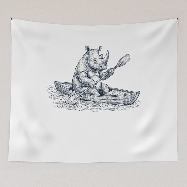 Item preview, Vintage Rhino Kayaking Water Sports Animal Lover designed and sold by DoodleTortle.