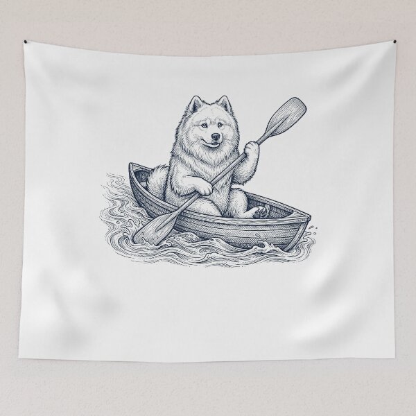 Item preview, Vintage Samoyed Kayaking Water Sports Dog Lover designed and sold by DoodleTortle.