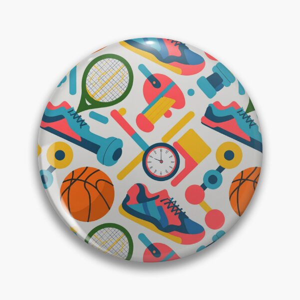Item preview, Vibrant Sports Seamless Pattern – Sneakers, Dumbbells, Basketballs & Tennis Rackets designed and sold by Midnight Veil Designs.