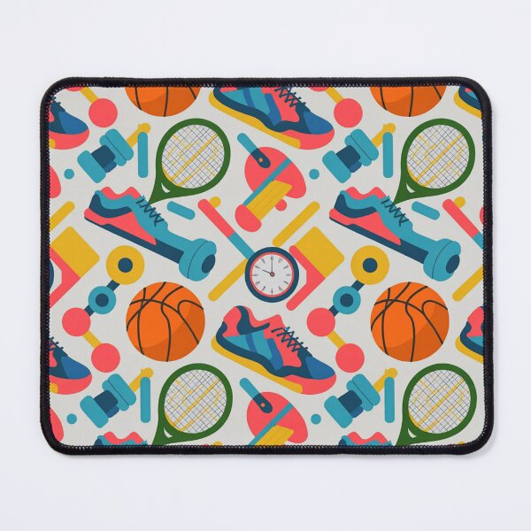 Item preview, Vibrant Sports Seamless Pattern – Sneakers, Dumbbells, Basketballs & Tennis Rackets designed and sold by Midnight Veil Designs.
