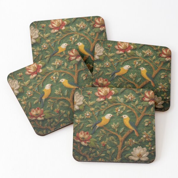 Item preview, Silk Floral Yellow Birds Embroidery Gentle Chinese Carpet designed and sold by GrinGalore.