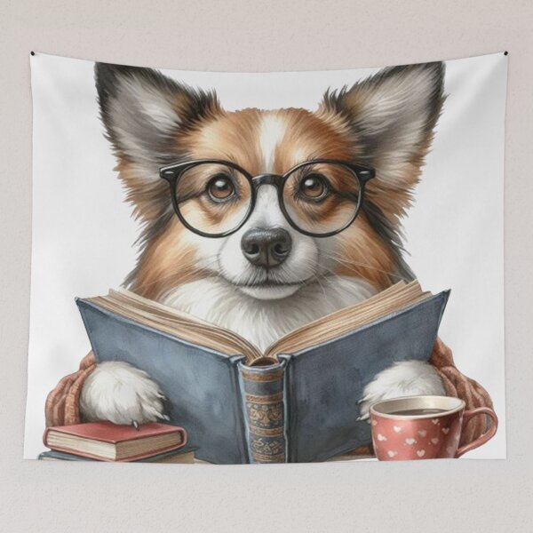 Item preview, Smart Corgi Reading Book with Coffee designed and sold by KrisGraphic45.