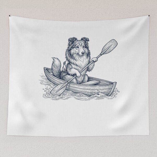 Item preview, Vintage Shetland Sheepdog Kayaking Water Sports Dog Lover designed and sold by DoodleTortle.