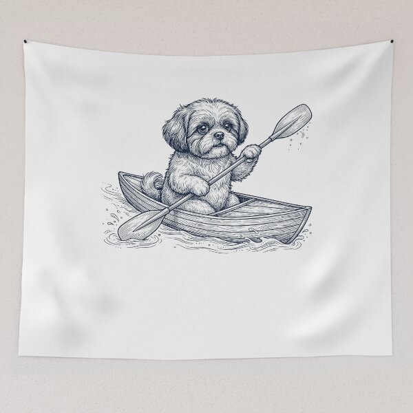 Item preview, Vintage Shih Tzu Kayaking Water Sports Dog Lover designed and sold by DoodleTortle.