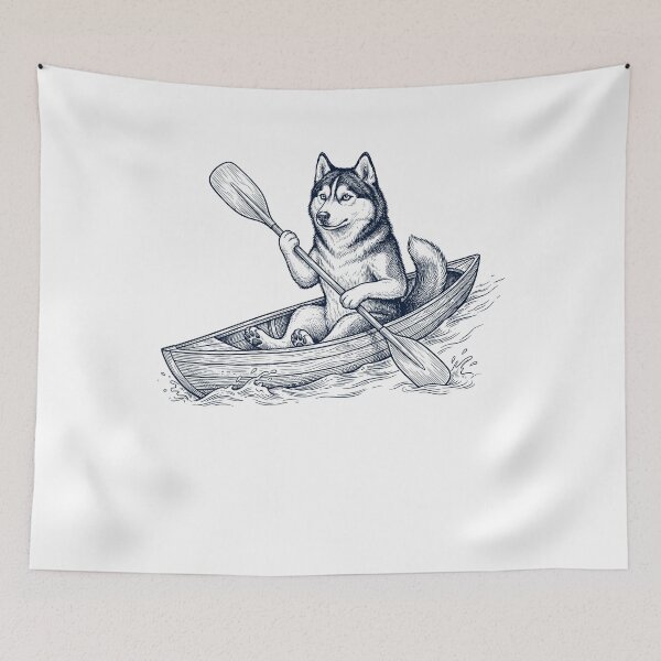 Item preview, Vintage Siberian Husky Kayaking Water Sports Dog Lover designed and sold by DoodleTortle.