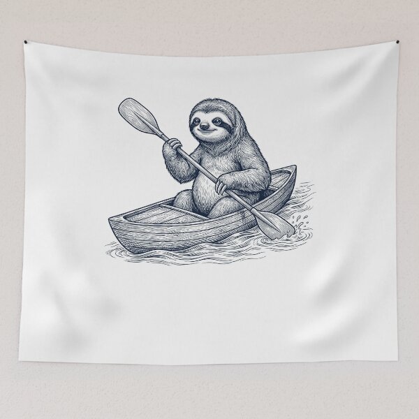 Item preview, Vintage Sloth Kayaking Water Sports Animal Lover designed and sold by DoodleTortle.