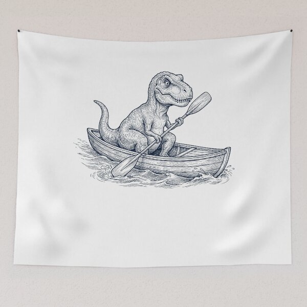 Item preview, Vintage T Rex Dinosaur Kayaking Water Sports Animal Lover designed and sold by DoodleTortle.