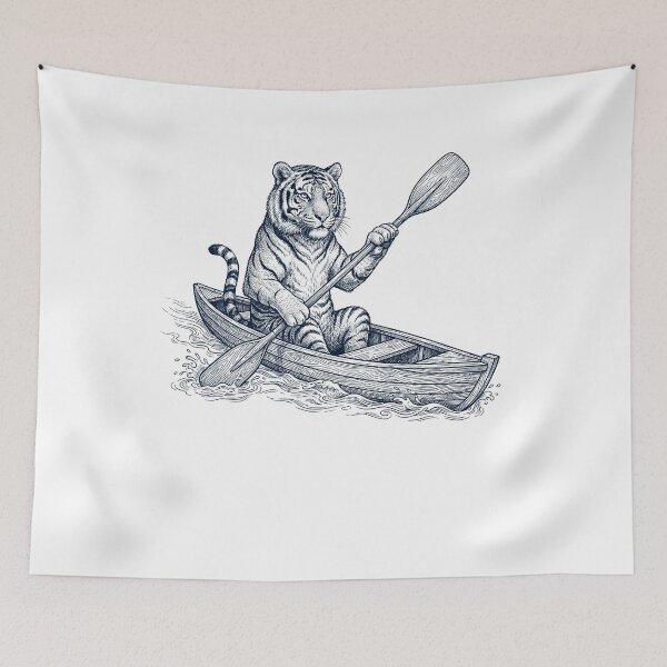 Item preview, Vintage Tiger Kayaking Water Sports Animal Lover designed and sold by DoodleTortle.