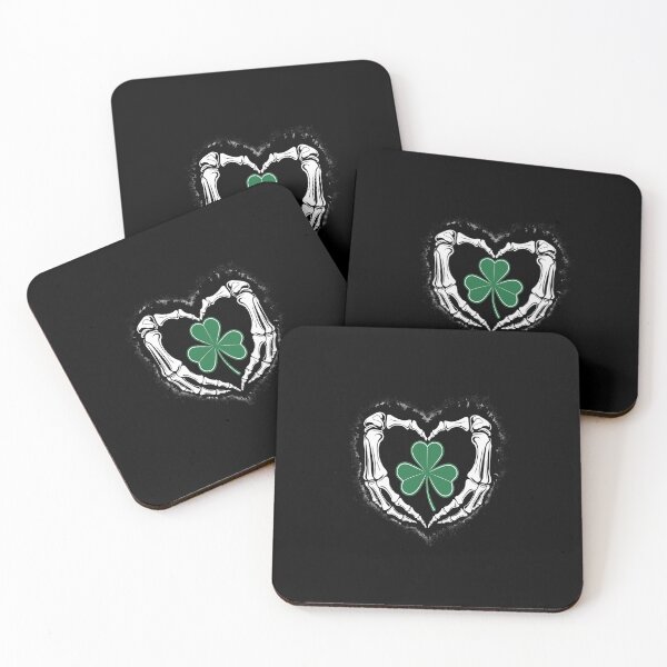 Item preview, St Patricks Day Shamrock Skeleton Hand Heart designed and sold by RonnasJackson.