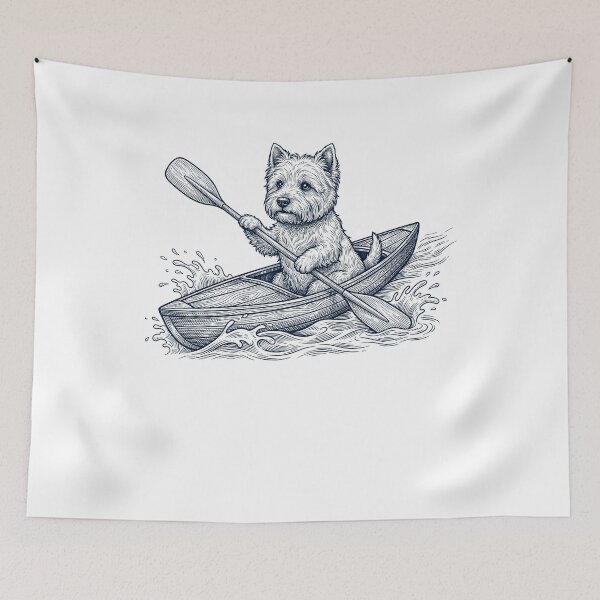 Item preview, Vintage West Highland White Terrier Kayaking Water Sports Dog Lover designed and sold by DoodleTortle.