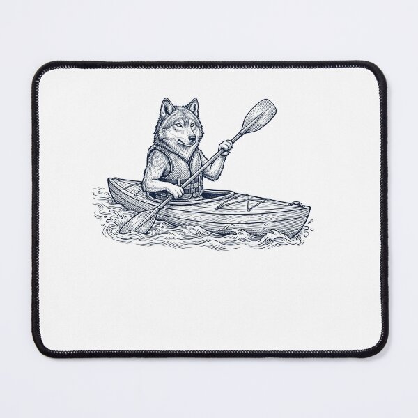 Item preview, Vintage Wolf Kayaking Water Sports Animal Lover designed and sold by DoodleTortle.