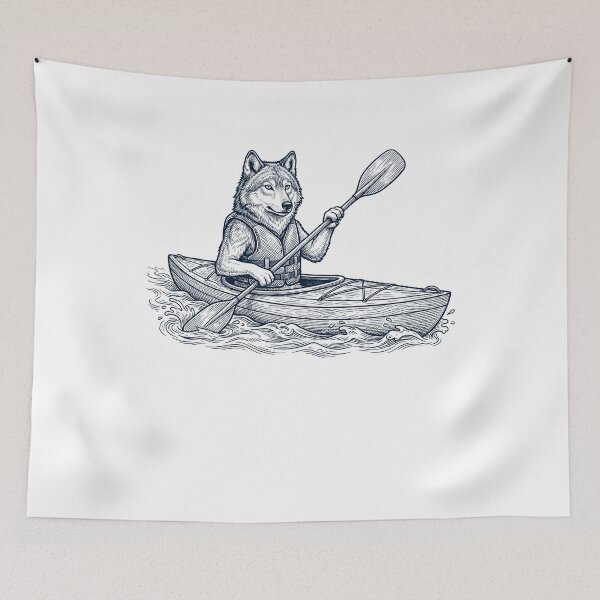 Item preview, Vintage Wolf Kayaking Water Sports Animal Lover designed and sold by DoodleTortle.