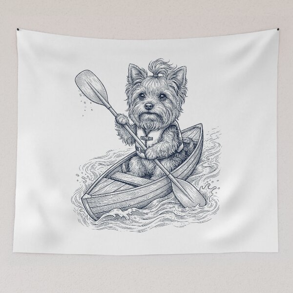Item preview, Vintage Yorkshire Terrier Kayaking Water Sports Dog Lover designed and sold by DoodleTortle.