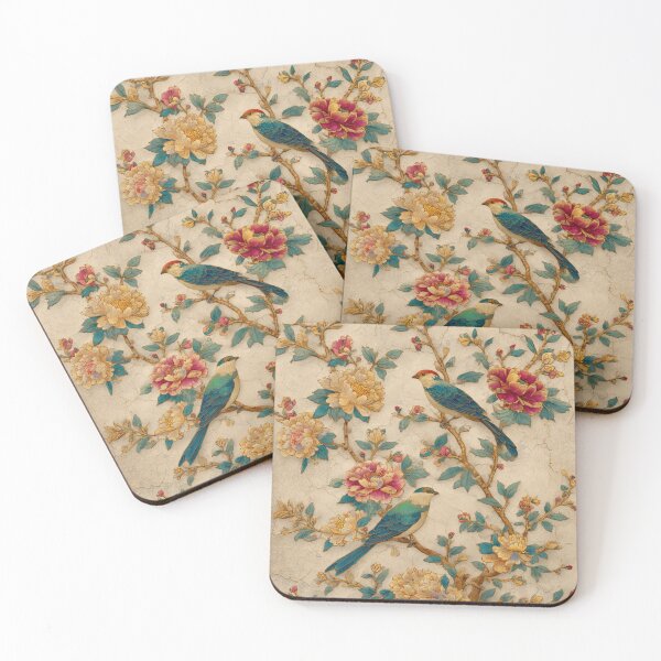 Item preview, Ivory Silk Floral Birds Gentle Chinese Art Wallpaper designed and sold by GrinGalore.