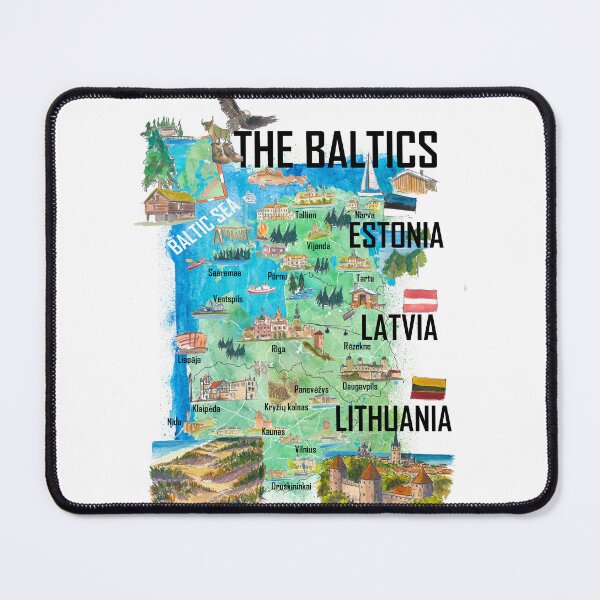 Item preview, Baltic States Illustrated Travel Map Estonia Latvia Lithuania designed and sold by artshop77.