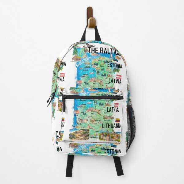 Item preview, Baltic States Illustrated Travel Map Estonia Latvia Lithuania designed and sold by artshop77.