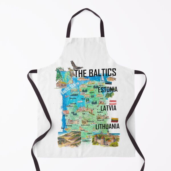 Item preview, Baltic States Illustrated Travel Map Estonia Latvia Lithuania designed and sold by artshop77.