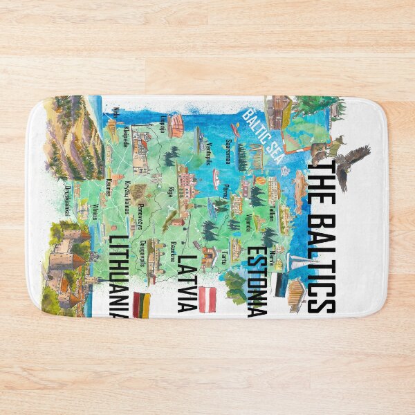 Item preview, Baltic States Illustrated Travel Map Estonia Latvia Lithuania designed and sold by artshop77.