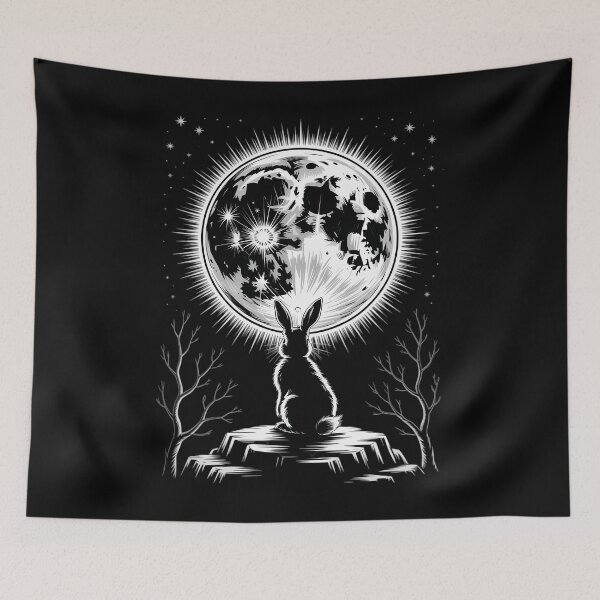 Item preview, Rabbit Hare Animal Full Moon At Night designed and sold by papertaless.