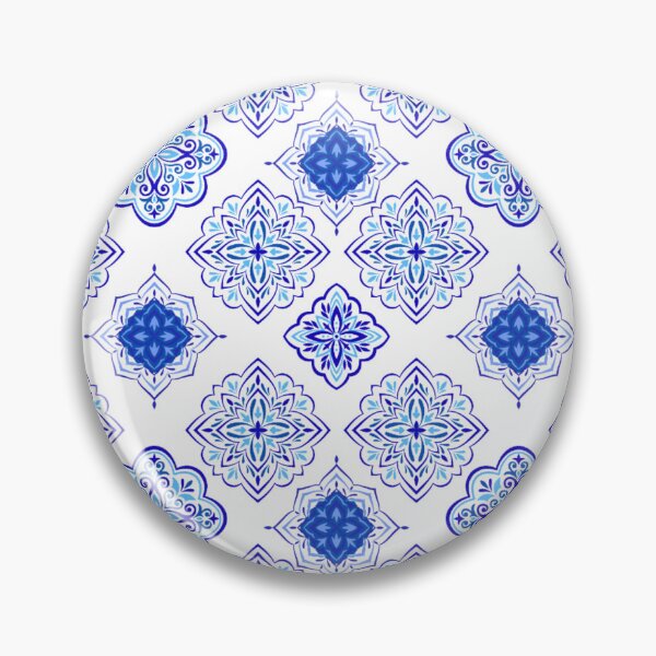 Item preview, Blue and White Abstract Moroccan Geometric Tile Design designed and sold by CreativeCanvas8.