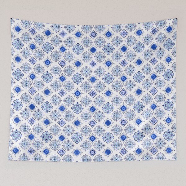 Item preview, Blue and White Abstract Moroccan Geometric Tile Design designed and sold by CreativeCanvas8.