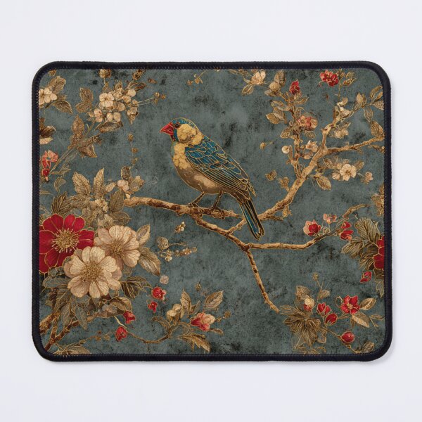 Item preview, Goldfinch Silk Flowers Birds Gentle Chinese Art Wallpaper designed and sold by GrinGalore.