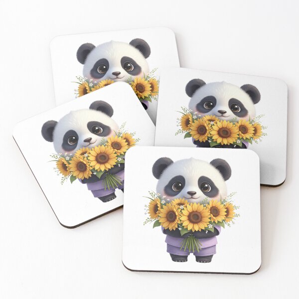 Item preview, Baby Panda with Yellow Sunflowers designed and sold by Teeny Quities.