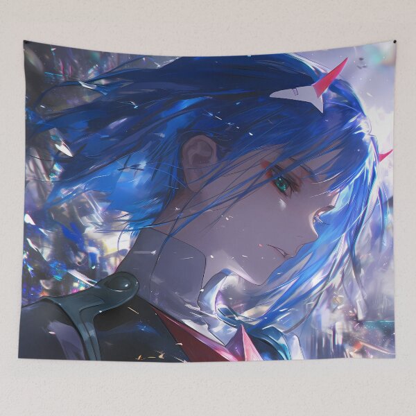Item preview, Ichigo Darling In The Franxx Blue Hair Mecha Profile Portrait designed and sold by 108Recordings.