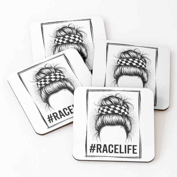 Item preview, Race Life Messy Bun Bleached Race Car Checkered Racing designed and sold by papertaless.