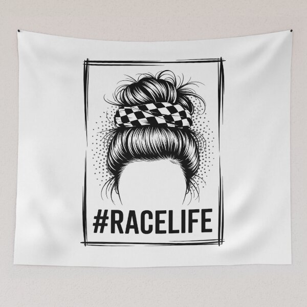 Item preview, Race Life Messy Bun Bleached Race Car Checkered Racing designed and sold by papertaless.