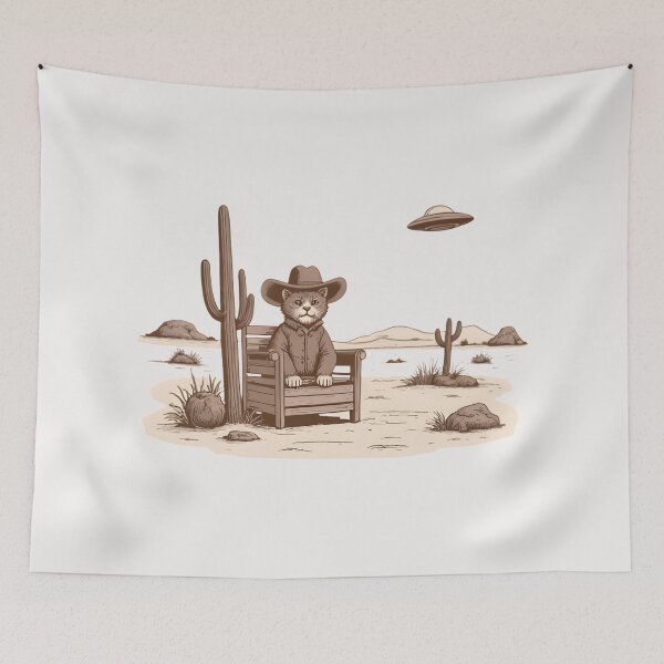 Item preview, Space Cowboy Cat in the Desert designed and sold by Kavya Art.