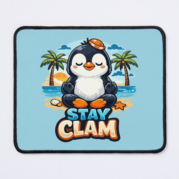 Item preview, Stay Clam Cute Penguin – Funny Calm Beach Cartoon Design designed and sold by DarojadNR.