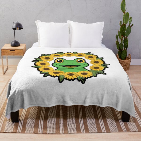 Item preview, Cute Kawaii Green Frog Sunflower Wreath designed and sold by k3rstman1.