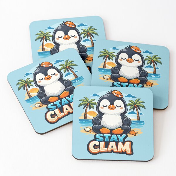 Item preview, Stay Clam Cute Penguin – Funny Calm Beach Cartoon Design designed and sold by DarojadNR.