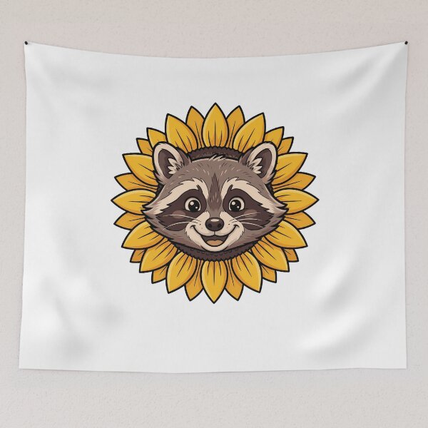 Item preview, Cute Raccoon Sunflower Head Floral Animal designed and sold by k3rstman1.