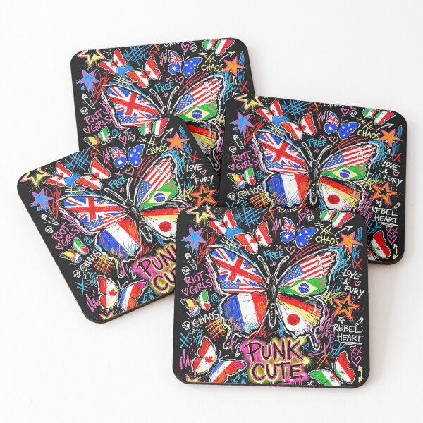 Item preview, Punk Cute Rebel Butterfly Graffiti Art Print World Flag Wings Chaos Street designed and sold by graphixpolash.