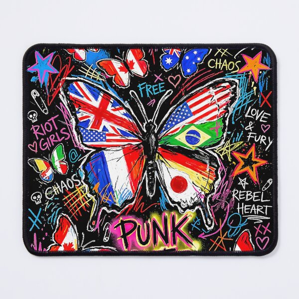 Item preview, Punk Cute Rebel Butterfly Graffiti Art Print World Flag Wings Chaos Street designed and sold by graphixpolash.