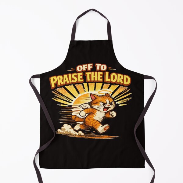 Item preview, Off To Praise The Lord Cat – Funny Retro Running Cat Meme Vintage Sun Aesthetic designed and sold by FrameFlow.