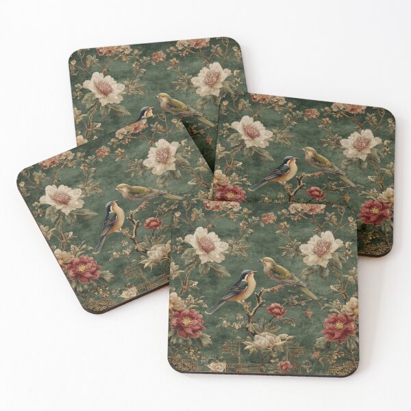 Item preview, Sage Silk Floral Birds Gentle Chinese Art Carpet designed and sold by GrinGalore.